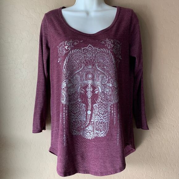 Lucky Brand Silver Foil Elephant Hamsa Graphic Tee - Picture 2 of 9